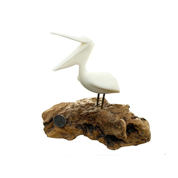 Other - John Perry Pelican Sculpture Figurine Bird Statue Burl Wood Nautical Décor Beach